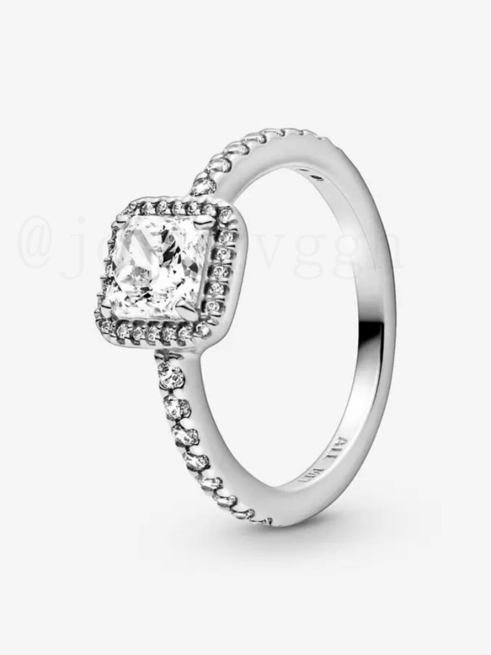 Pandora Square Sparkle Halo Ring